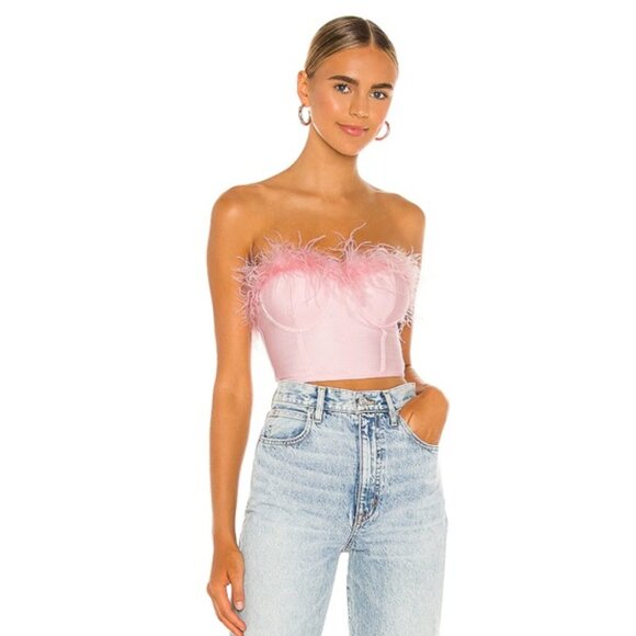 Superdown Pink Feather crop top - Picture 1 of 4